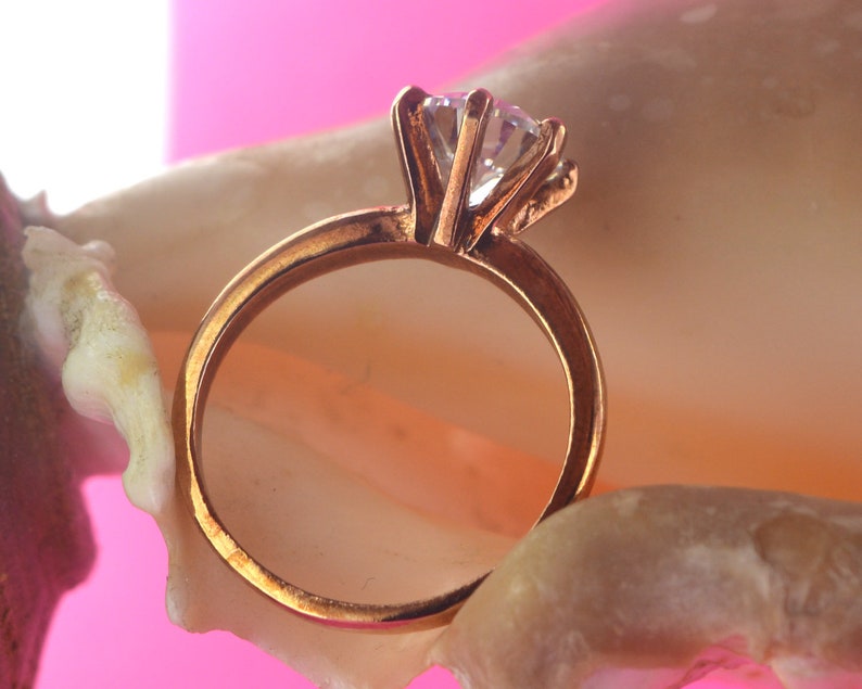 Solitaire Engagement Ring 1.00 Carat Solid 14k Rose Gold Lab Created Man Made Synthetic Simulated Diamonds VVS1 D color Excellent Cut