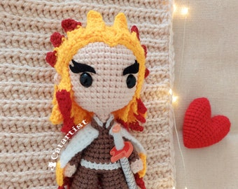 Cacciatore di demoni Schema all'uncinetto Colonna di fuoco Amigurumi - PDF Ita- Esp