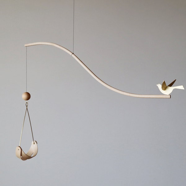 Luftpflanzenaufhänger, Kinetik-Mobile, hängendes Mobile, Kunst für Haus, Tillandsia-Pflanzen, Mobile für Luftpflanze, Vogel