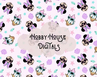 Magical Mouse Summer Seamless Pattern, Magical World Pattern, Summer Seamless Pattern,Fabric Sublimation