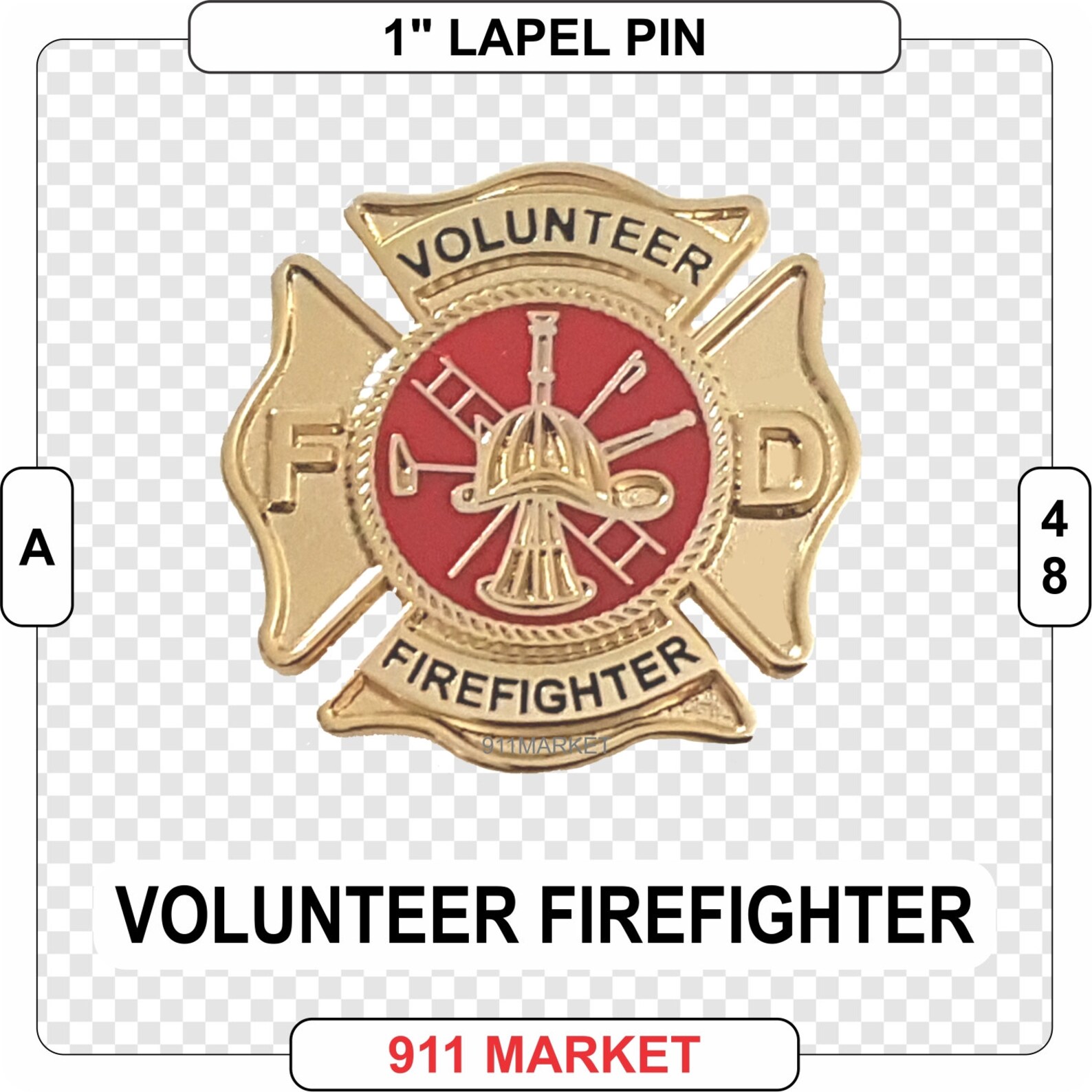 Volunteer Firefighter Maltese Cross Lapel Pin GOLD Fire Etsy