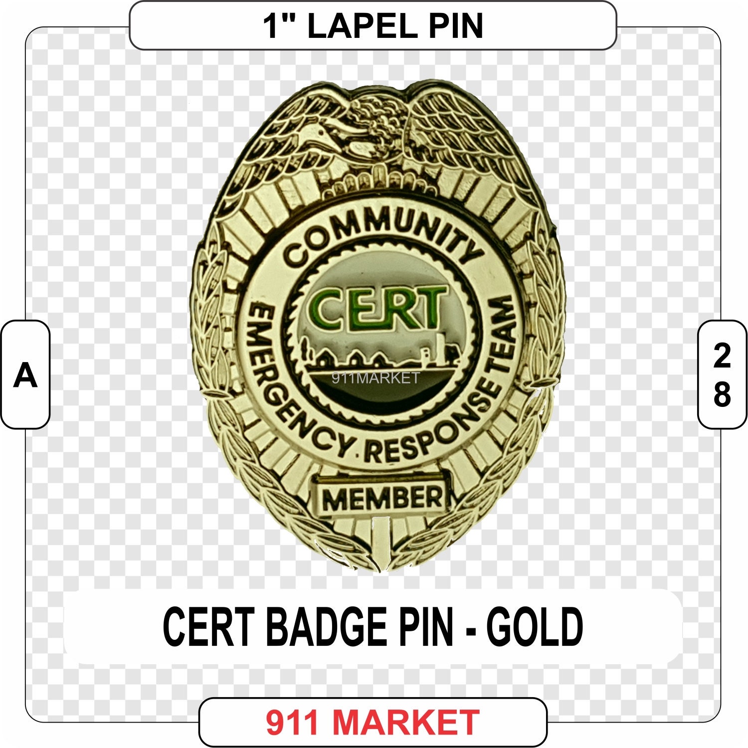 CERT Lapel Pin Community Emergency Response Team Gold Badge US Etsy UK