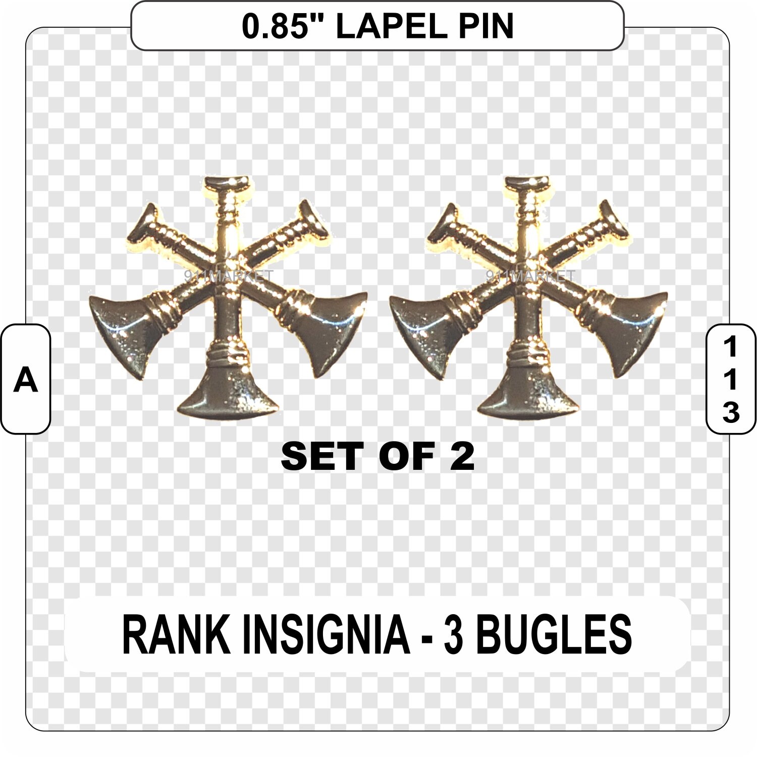 Firefighter Rank Insignia Lapel Pin 3 Bugles Assistant Chief Etsy