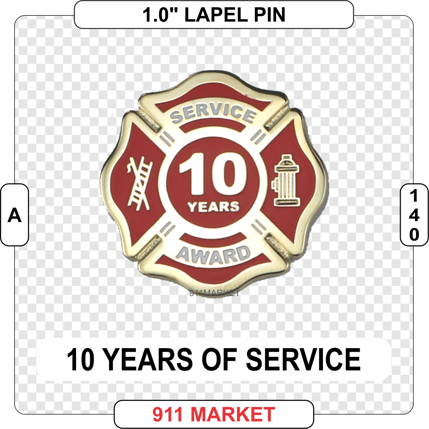 A 142 20 Years Service Award Lapel Pin Length of Firefighter Fire Department 