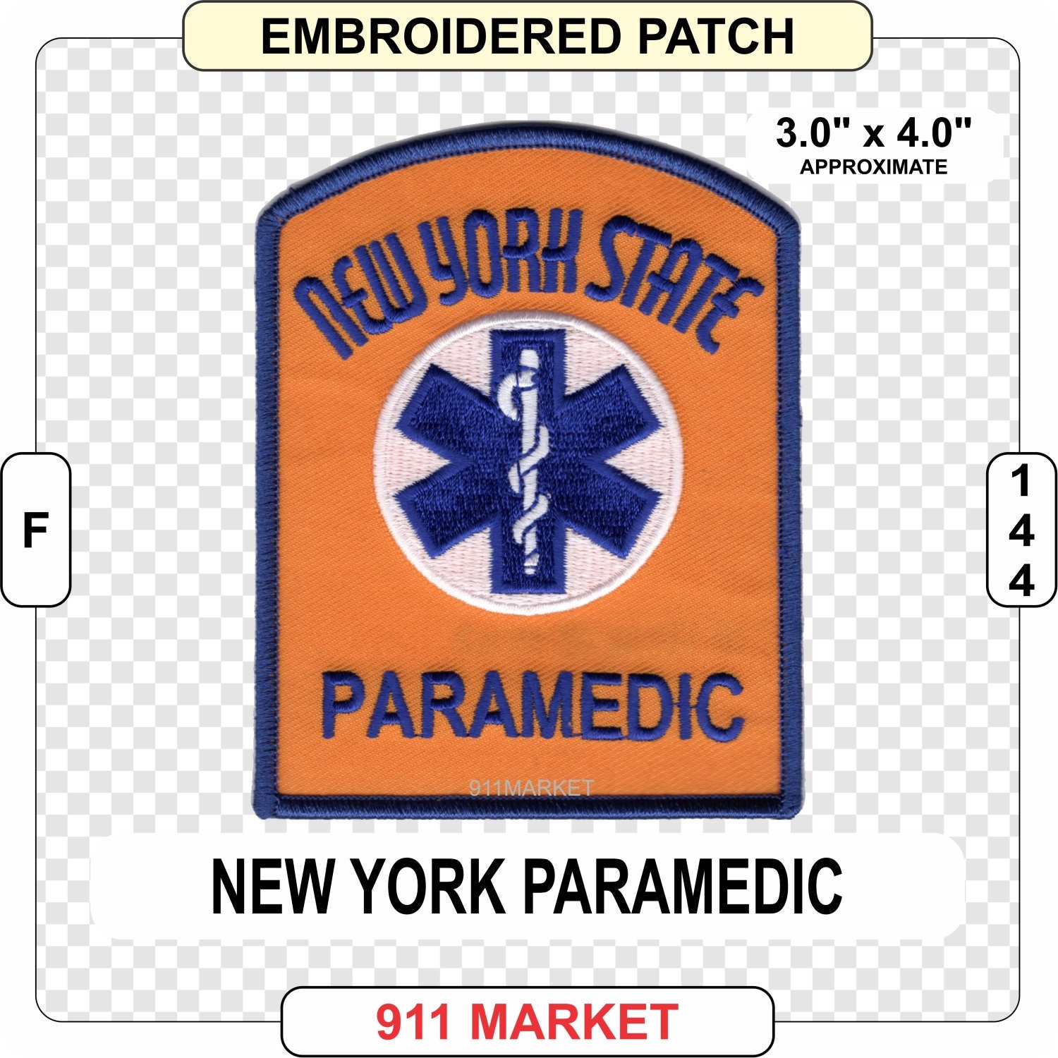 New York Paramedic Embroidered Patch Orange State NY Medic F Etsy