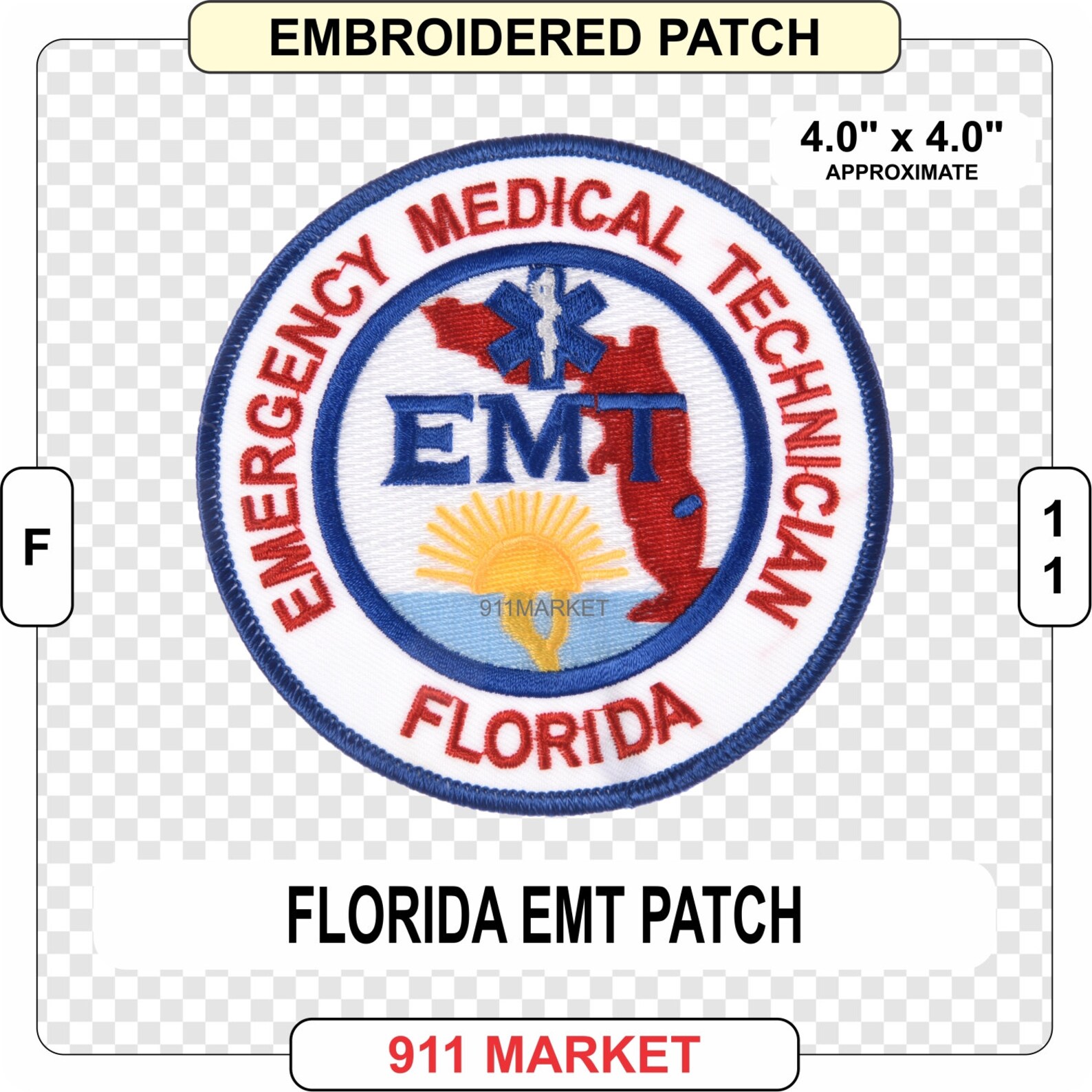 Florida EMT Patch Embroidered FL Emergency Medical Technician Etsy