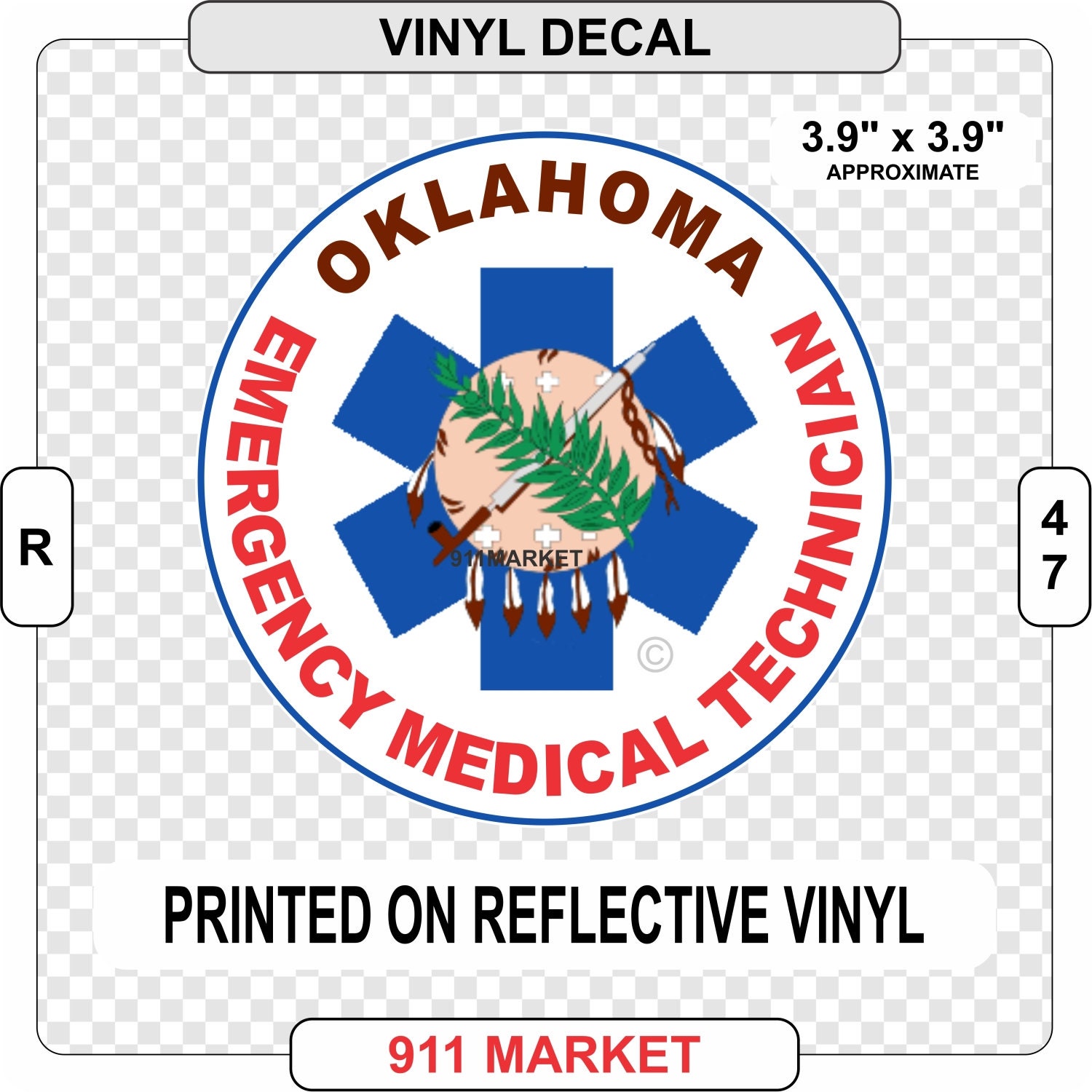 Oklahoma EMT Reflective Decal Emergency Medical Technician OK Etsy