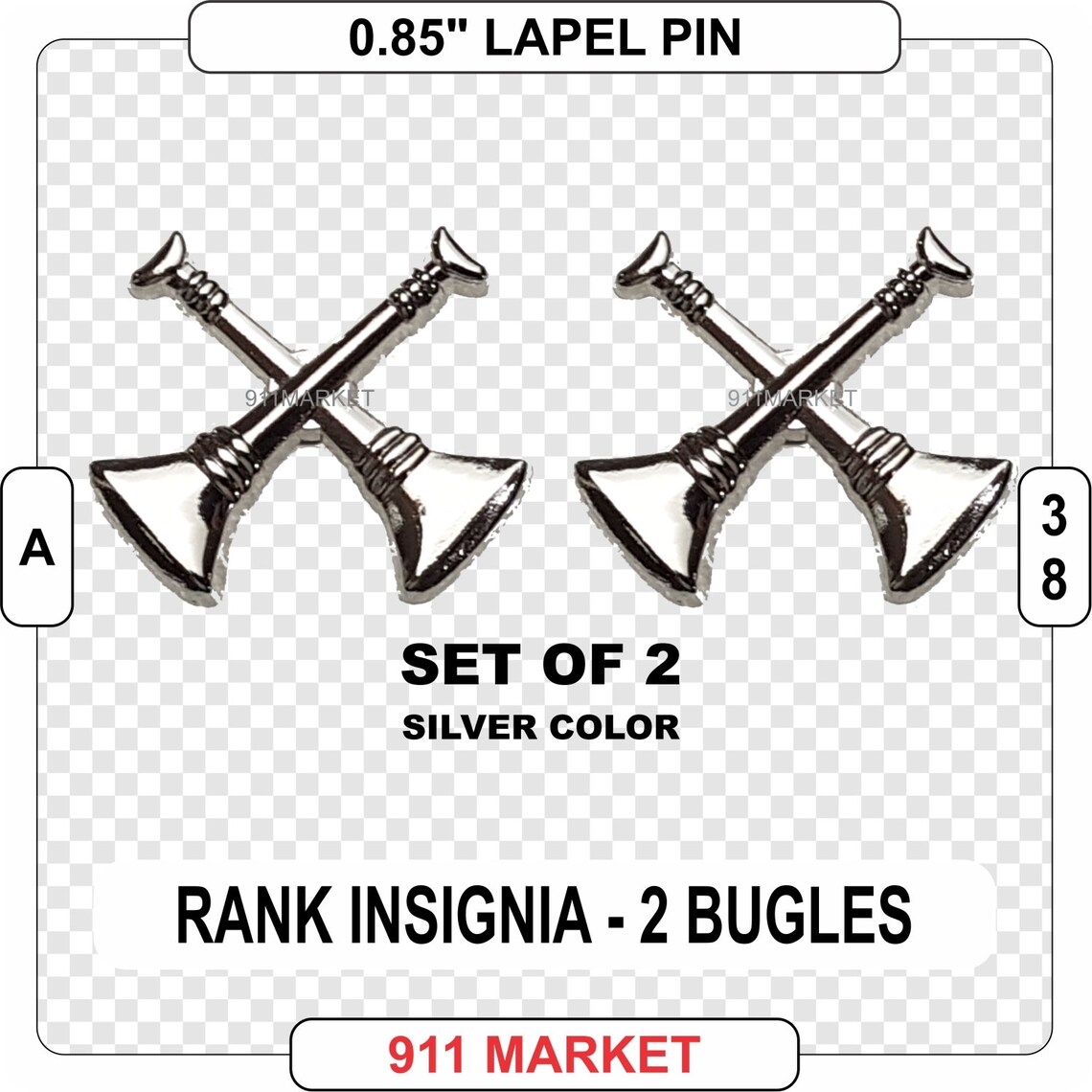 Firefighter Rank Insignia Silver Lapel Pin 2 Bugles Crossed Etsy