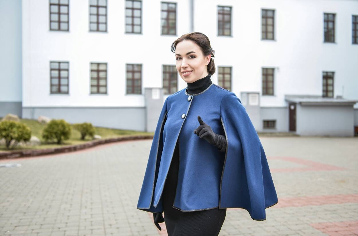 blue cape jacket