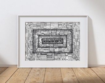 Aperture - architecture print, pattern art, pattern wall art, pattern print, pattern art print, abstract art print, surrealism wall art