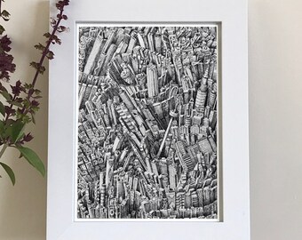 Cascade - cityscape wall art, cartographic art, modern wall art, architecture print, cityscape print, intricate art, detailed art