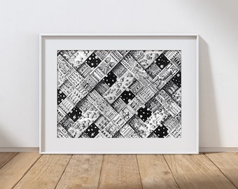 Patterned Cosmos - pattern art, pattern wall art, pattern print, plaid print, plaid wall art, pattern art print, abstract art print