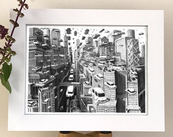 Futuristic Reverie - futuristic cityscape, futuristic art, scifi art, Scifi art print, science fiction art, sci fi art, sci fi art print