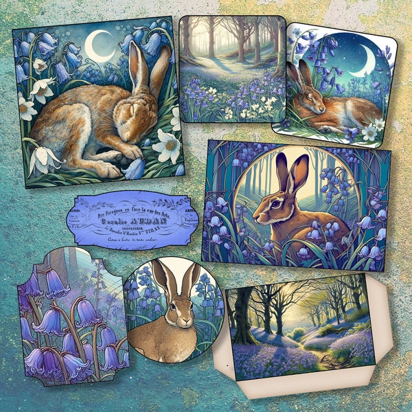 Springtime Serenade: Printable Journaling Kit with English Bluebell Woods & Gorgeous Hares for Scrapbooking, Collage and Creative Paper Arts