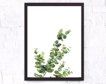 Plant Painting Print Framed Tropical Leaf Prints Green Leaf Eucalyptus Print Botanical Art Framed Watercolor Print Master Bedroom Wall Art