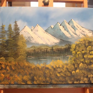 Original Oil Painting 16x20 Majestic Mountains. Signed by artist. Unframed