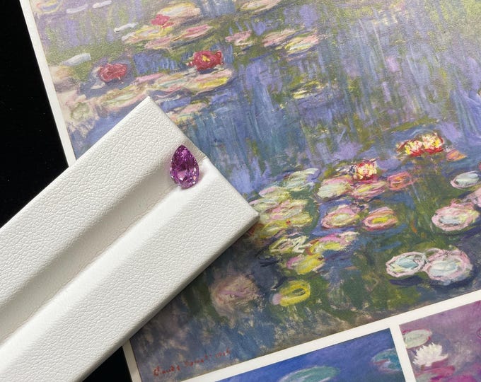 1.31ct Natural Pear Faceted Purplish Pink Sapphire - Vivid colour, slightly included