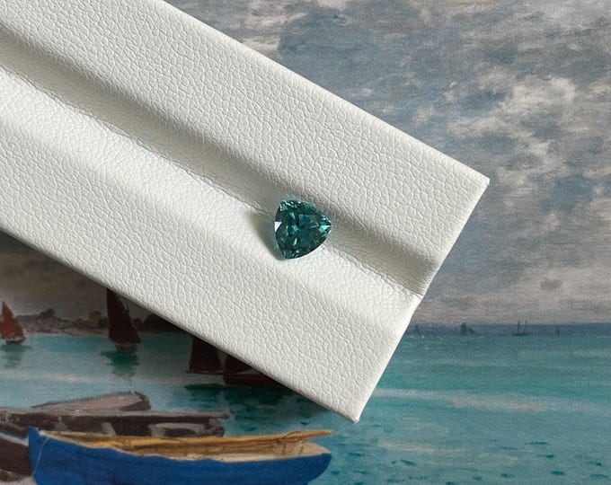 1.55ct Faceted Trillion Cut Blue Zircon Gemstone - for engagement rings or jewellery