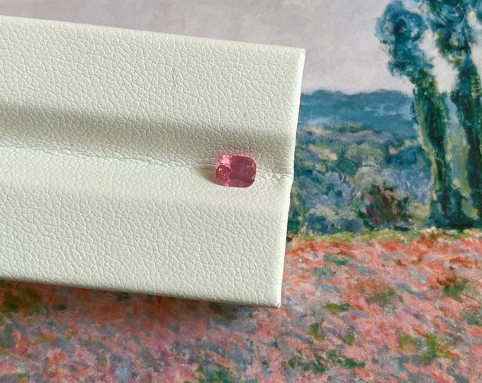 0.36ct Natural Faceted Orangey Pink Milky Mahenge Spinel - cushion shape, for jewellery