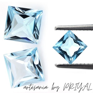 sky blue topaz gemstone princess cut square 3.00-12.00mm blue topaz 4mm blue topaz 5mm blue topaz 6mm blue topaz 7mm blue topaz 8mm faceted