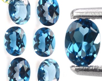 Topaze London Blue Naturelle Ovale 6x8mm - 1.54 Carats - Transparence IF - Neuf Sans Emballage