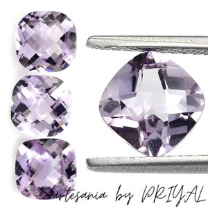 rose de France checker cut cushion 6.00-12.00mm amethyst 7.00mm amethyst 8.00mm amethyst 9.00mm amethyst 10.00mm calibrated gemstones