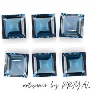 loose london blue topaz square natural london blue topaz square 4.00-9.00mm london blue topaz cut calibrated london blue topaz faceted topaz