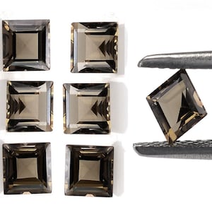 loose smoky quartz square aaa quality flawless natural smoky quartz square 5.00-15.00mm smoky quartz cut calibrated smoky quartz gemstone