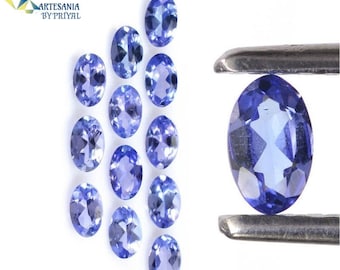 Facetterad tanzanit, ovalslipade ädelstenar - Naturliga smyckestillverkningstillbehör | Kalibrerade lösa stenar | Alternativ 4 x 3 mm till 8 x 6 mm