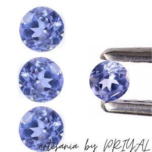 Faceted Tanzanite Round Gemstone: Calibrated AA Quality (3.00-5.00mm)
