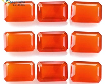 Piedra preciosa de cornalina facetada en forma de octágono: piedra naranja natural calibrada