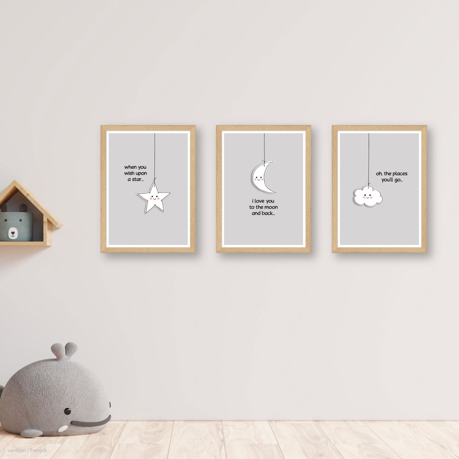 Set of 3 Printable Nursery Art Prints A3 pdf and square pdf Etsy