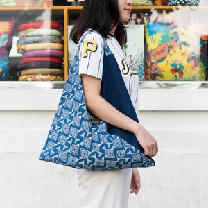 Boho Origami Tote Bag | Triangle Bag, Natural Cotton Fabric, Unique Bag, Ethnic Bag, Large Shoulder Totes