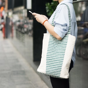 Doppelseitige Einkaufstasche | Natürliche Baumwolltaschen, Schultertaschen, Vietnam Taschen, große Taschen für Frauen