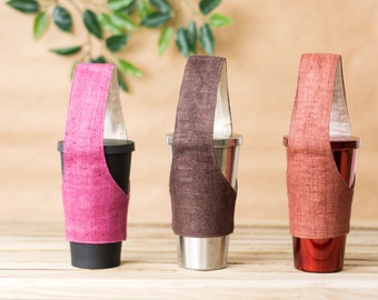 Coffee Sleeve With Handle | Fabric Cup Holder, Eco-friendly Cup Sleeve, Boba Carrier