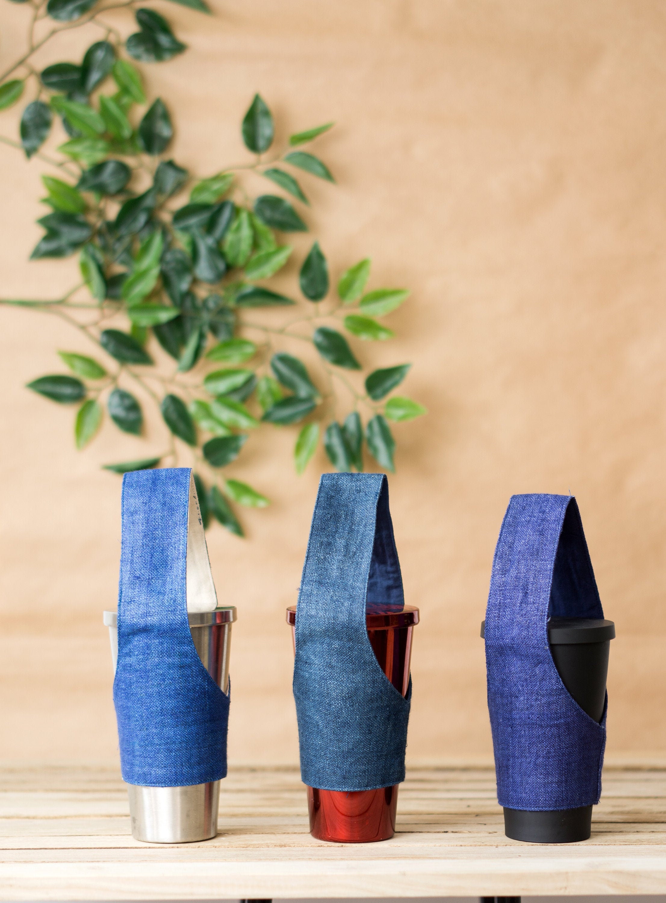 Cup Sleeve Bubble Tea Holder Blue Fabric Cup Holder Coffee Etsy