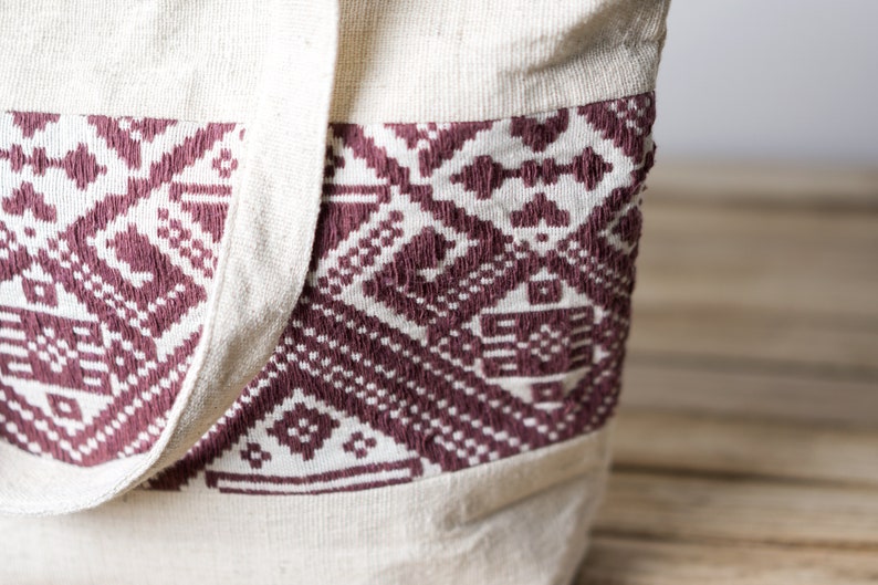 Handmade Thai Bag Natural Cotton Fabric Embroidered Bag Boho Tote Bag Unique Bag Ethnic Bag