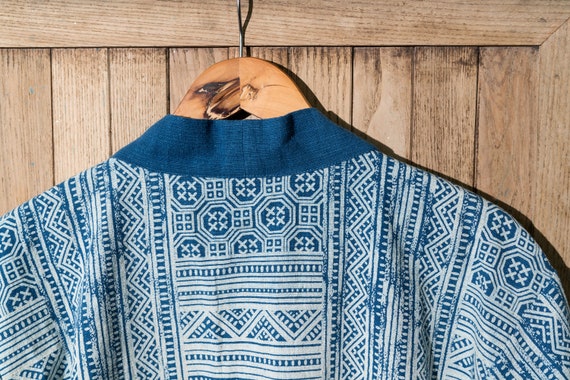 Kendo Jacket | Japanese Unisex Overcoat, Blue Block Printing