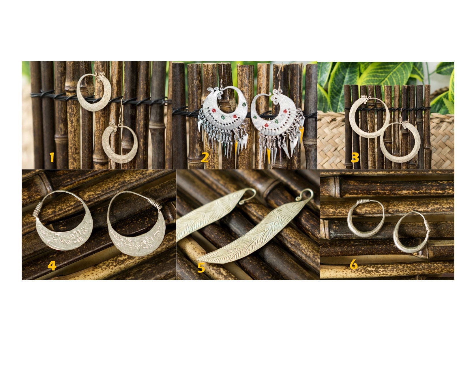 Set of Hmong Jewelry | Silver Hoop Earrings, Handmade Earring, Hmong Silver Creation, Ethnic Accessories