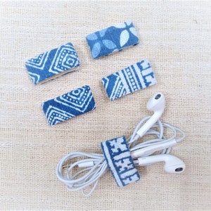 Fabric Cord Wrap | Charger Organizer, Earbud Holder, Handmade Headphone Organizer, Electronic Cord Organizer