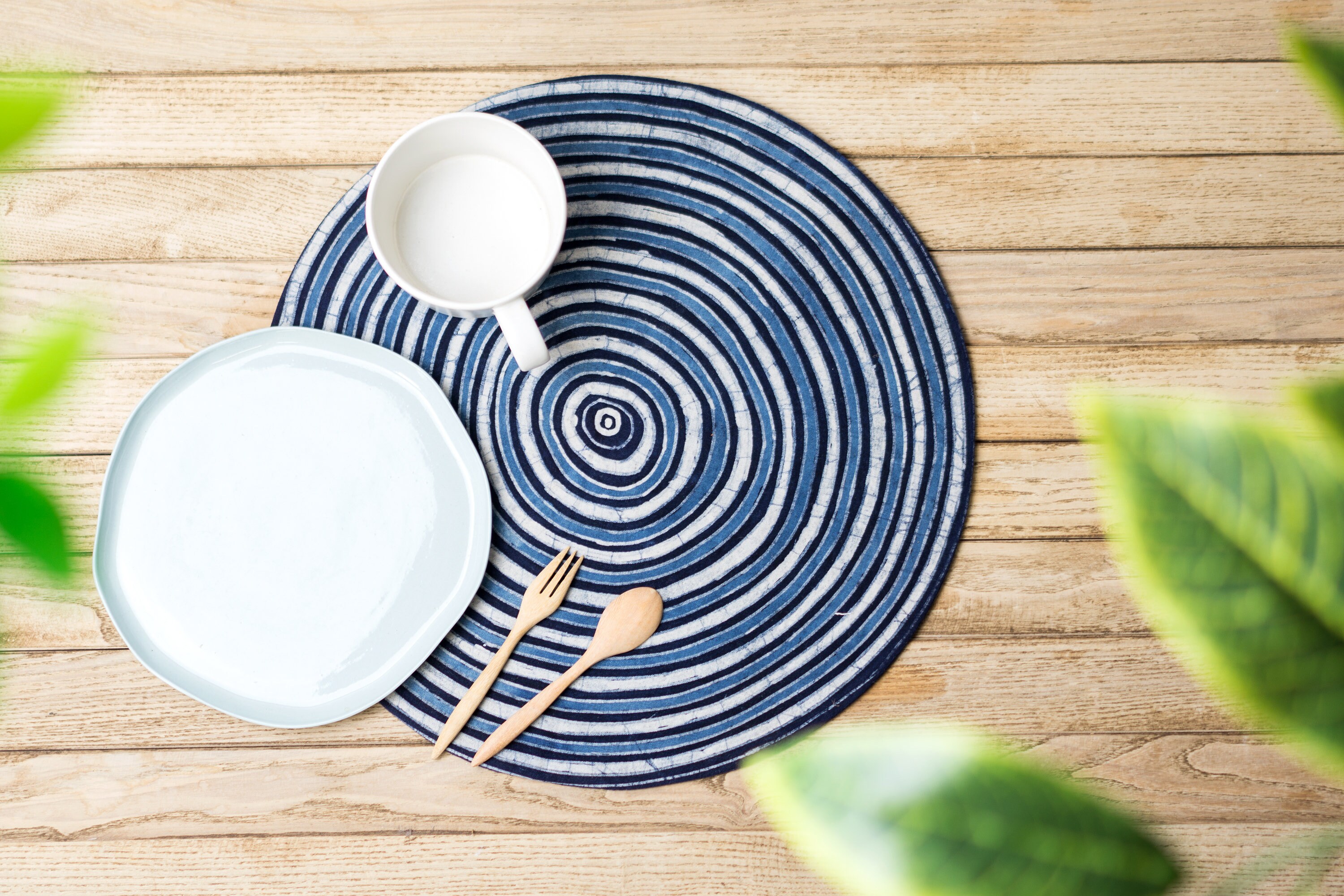 Natural Fabric Placemats Round Basic Soft Placemat Blue and Etsy UK