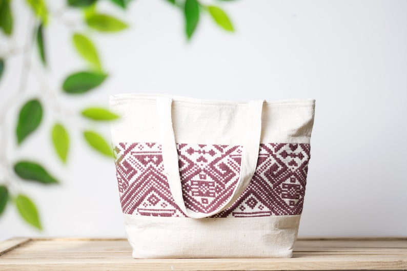 Handmade Thai Bag Natural Cotton Fabric Embroidered Bag Boho Tote Bag Unique Bag Ethnic Bag