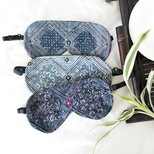 Indigo Batik Sleep masks, Blue Silk sleep mask, Travel sleep mask, Sleeping eye mask, Organic Sleep Mask For men & Women, Vegan Gift idea image 3