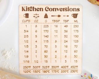 Kitchen Conversion Magnet, Kitchen Measurements, Cooking Tools, Baker Gift, Kitchen Decor, Fridge Magnets