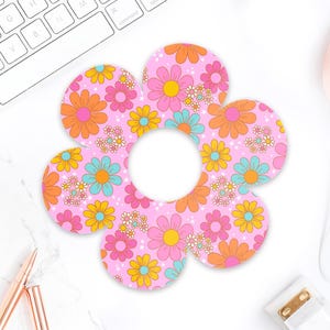 Retro Flowers Coaster, Acrylic Coaster, Flower Home Decor, Funky Coaster Set, Pastel Decor, Cute Coasters, Groovy Decor