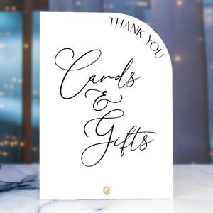Cartes et cadeaux Half Arch Sign | Cadeaux et cartes en acrylique | Carte-cadeau de table | Plaque de mariage personnalisée