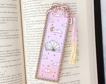 Pastel Bow Acrylic Bookmark, Cute Gift for Book Lovers, Reader Gift for Her, Bow Bookmark With Tassel, Book Lover Gift, Scallop Bookmark