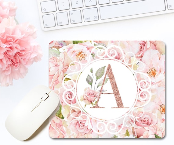Personalized Mouse Pad ~Monogram Mouse Pad~ Mouse Pad Floral Mouse Pad~ Mouse Pad ~Office Desk Accessories~ Computer Mouse Pad