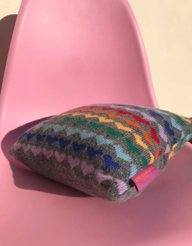Hearts Rainbow Knitted Cushion 20 of profit to NHS Etsy