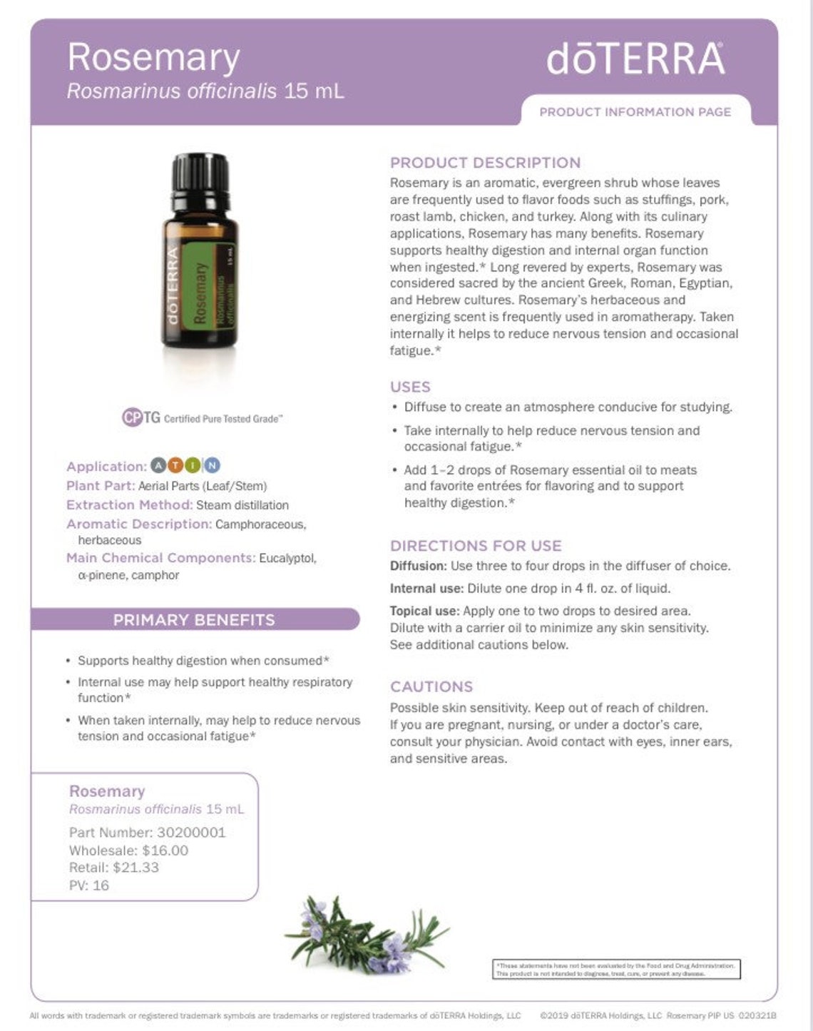 Doterra Rosemary Essential Oil Etsy